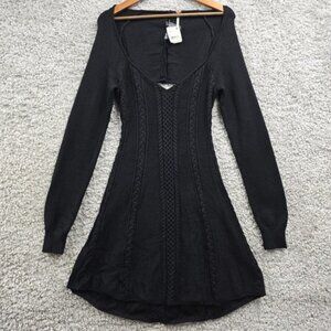 Free People Dress Women Large Black Small World Sweaterdress Mini